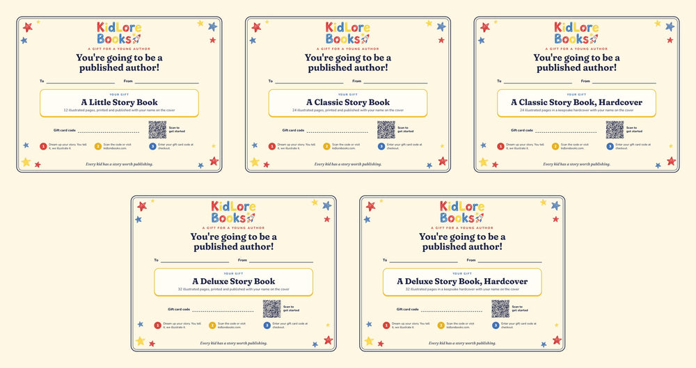 Printable KidLore gift certificates to wrap or tuck in a card