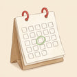 Icon of a small paper calendar with one day circled in green