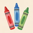 Icon of red, blue, and green crayons