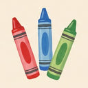 Icon of red, blue, and green crayons