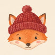 Icon of a fox wearing a red knitted winter hat