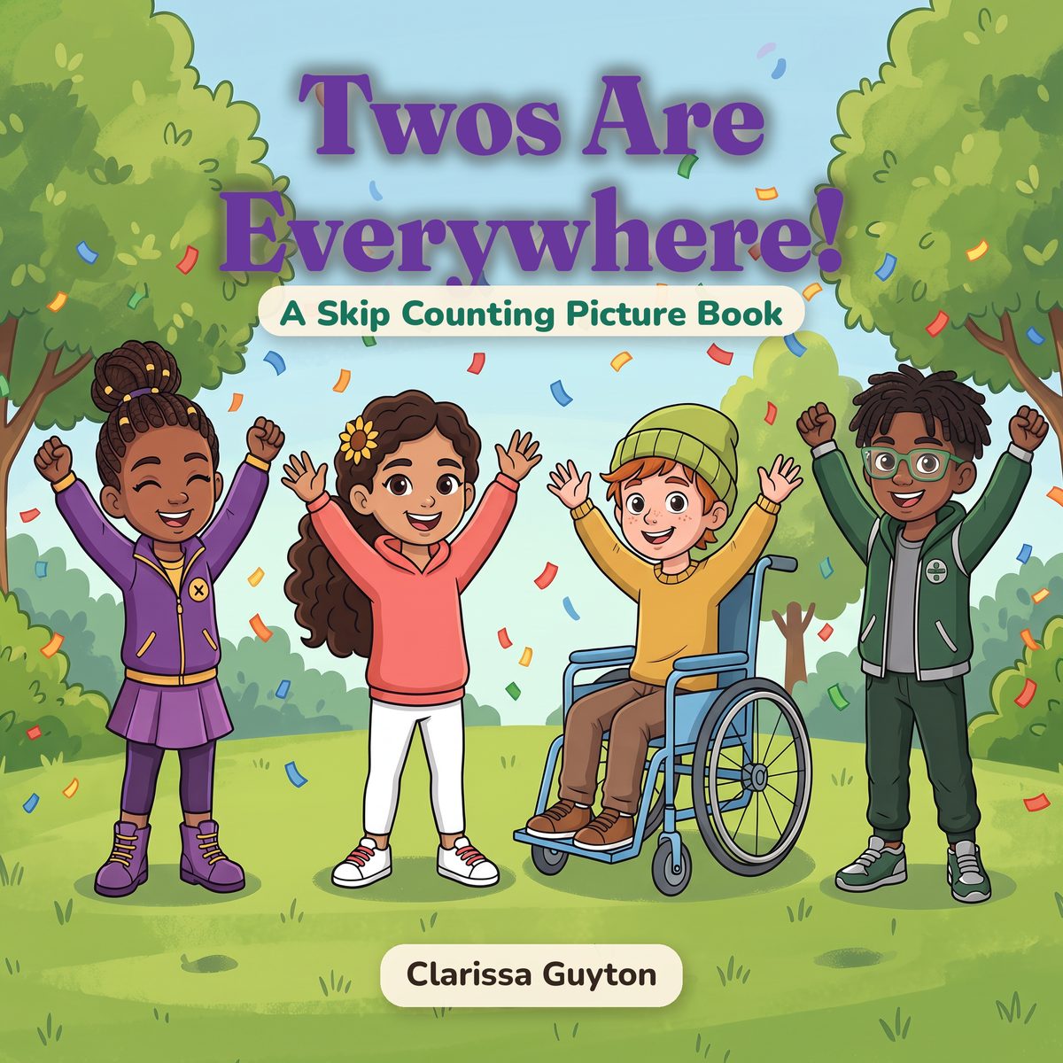 Twos Are Everywhere! front cover, a skip counting by 2s picture book from The Math Crew